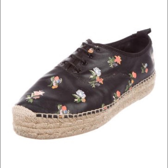 Saint Laurent Black Floral Lace Up Espradrille - Picture 2 of 7